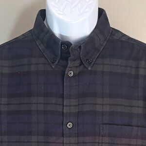Norse Projects Men's dark blue and green plaid Flannel long sleeve shirt Large L
